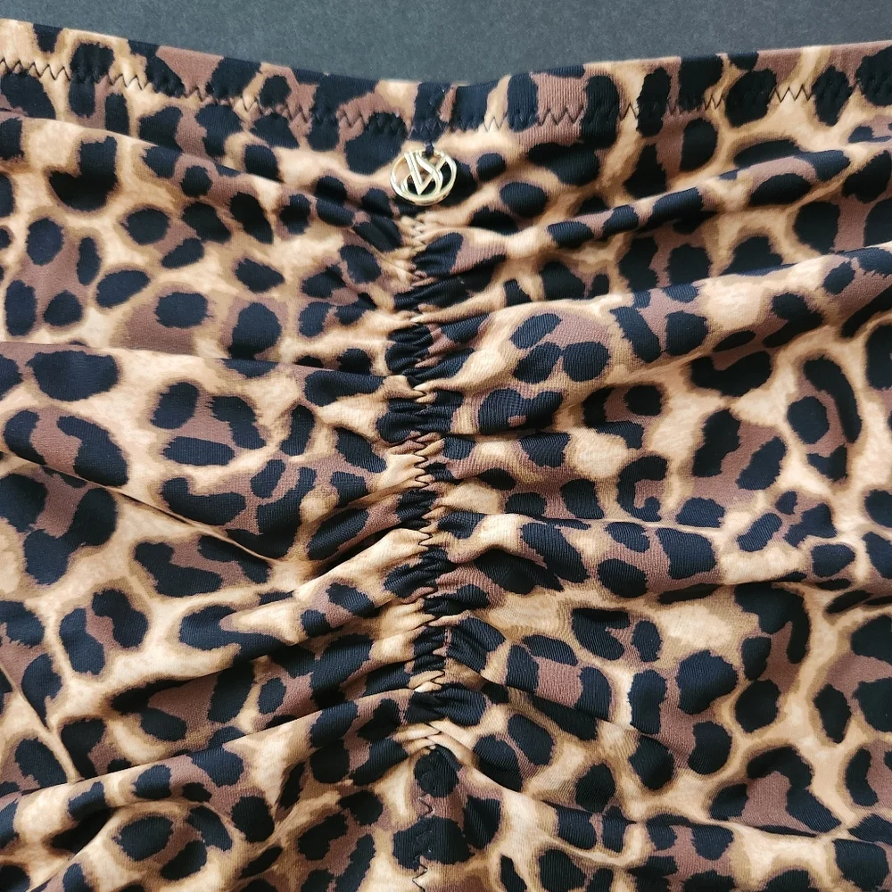 XXL VS Swim Ruched Cheeky Bikini Bottom True Cat Leopard